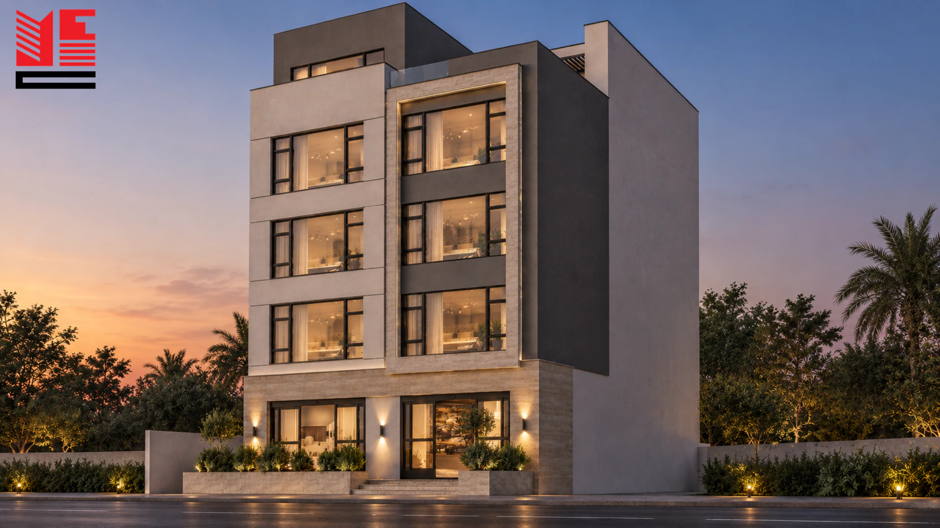 Commercial Building with Framed Windows &mdash; project view 1