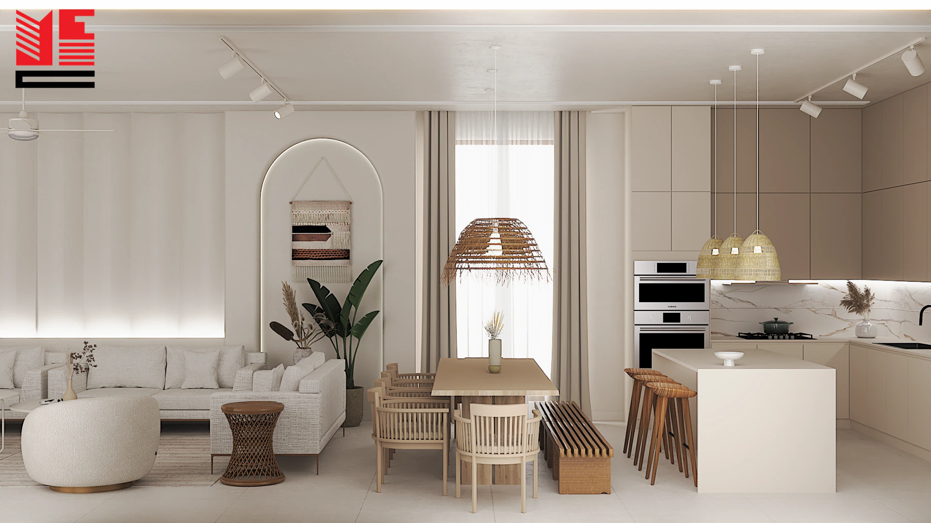 Residence Interiors with Soft Arches — project view 10