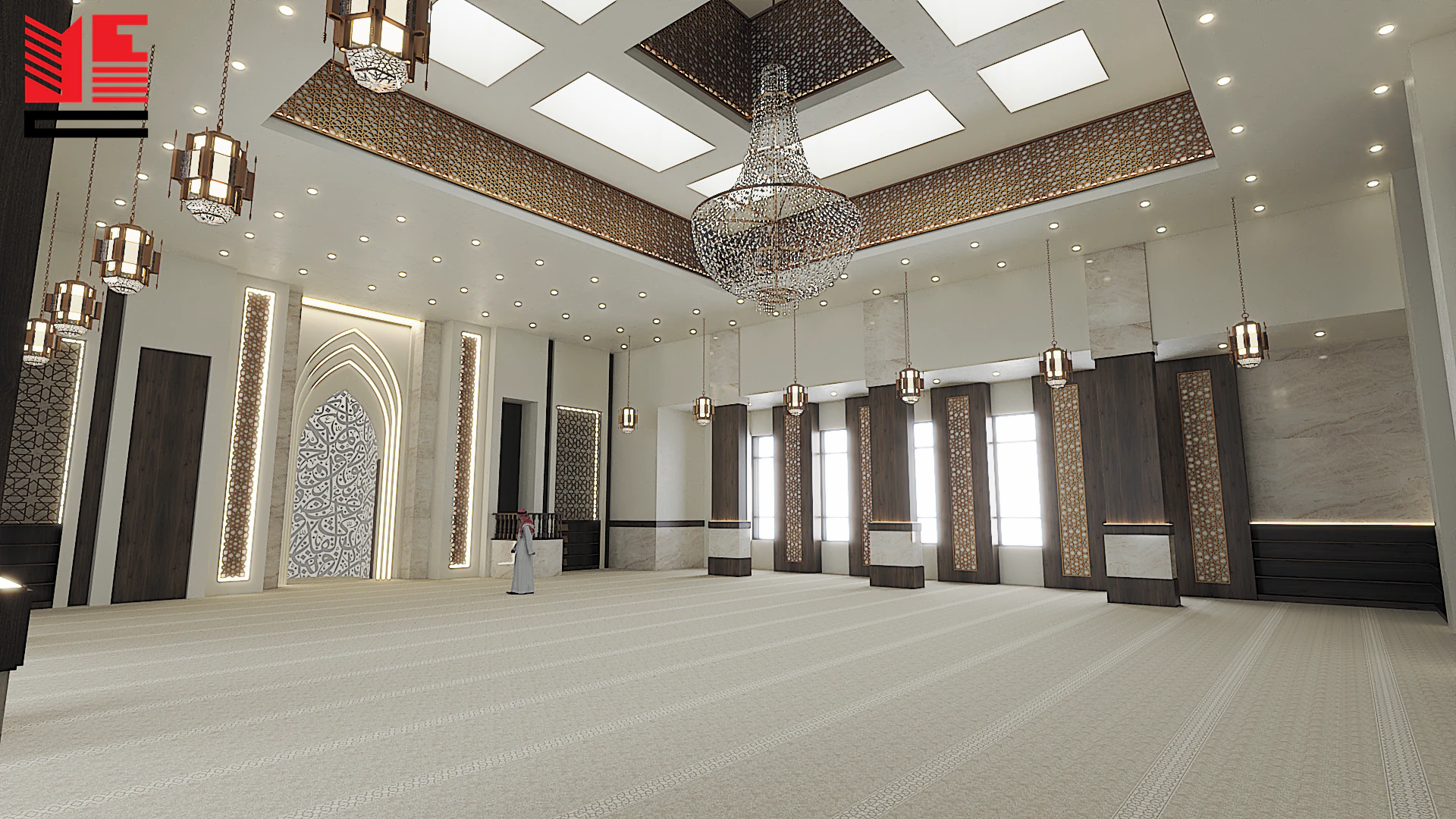 Mosque Interiors with a Decorative Ceiling — project view 2
