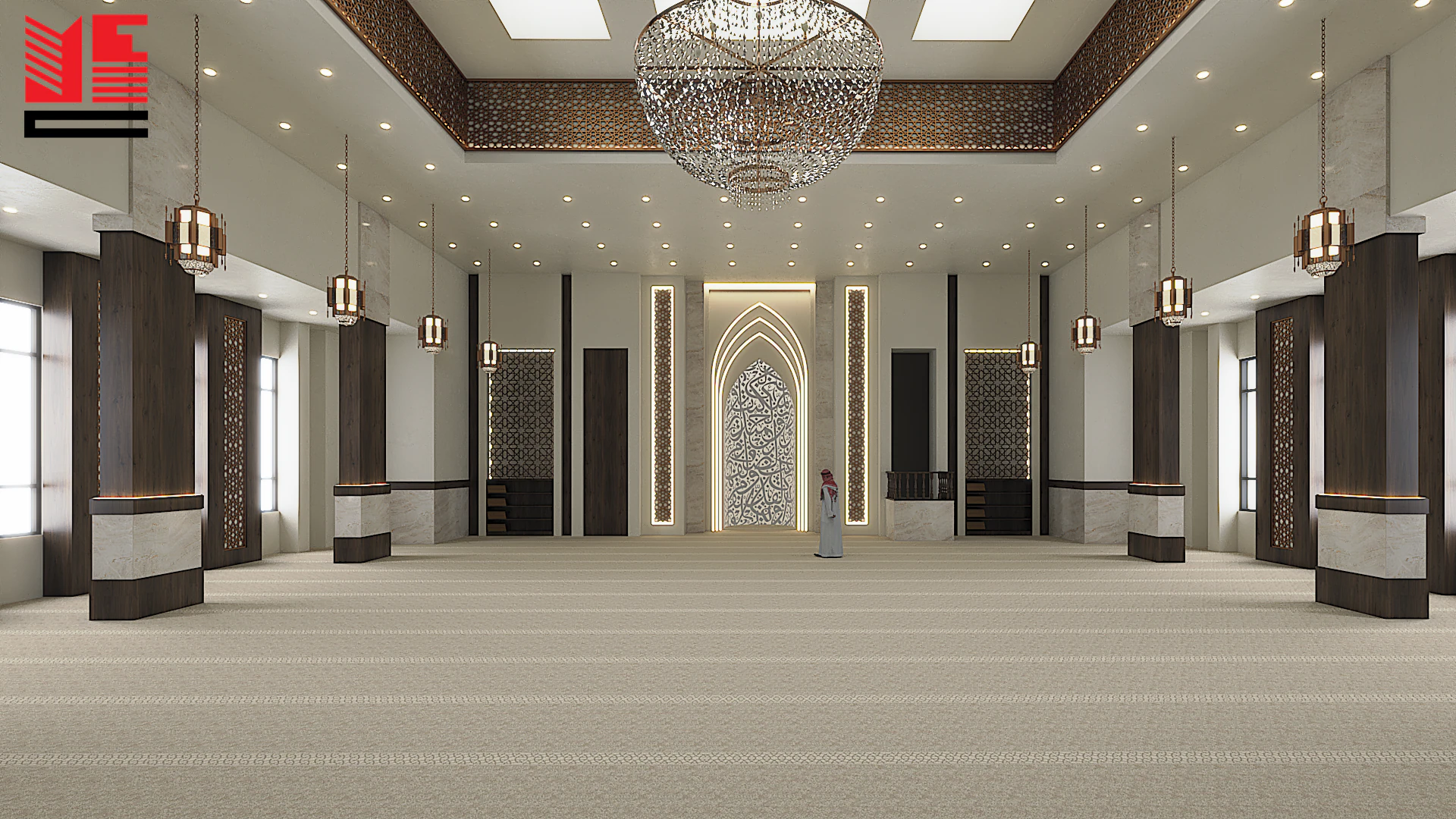 Mosque Interiors with a Decorative Ceiling &mdash; project view 1