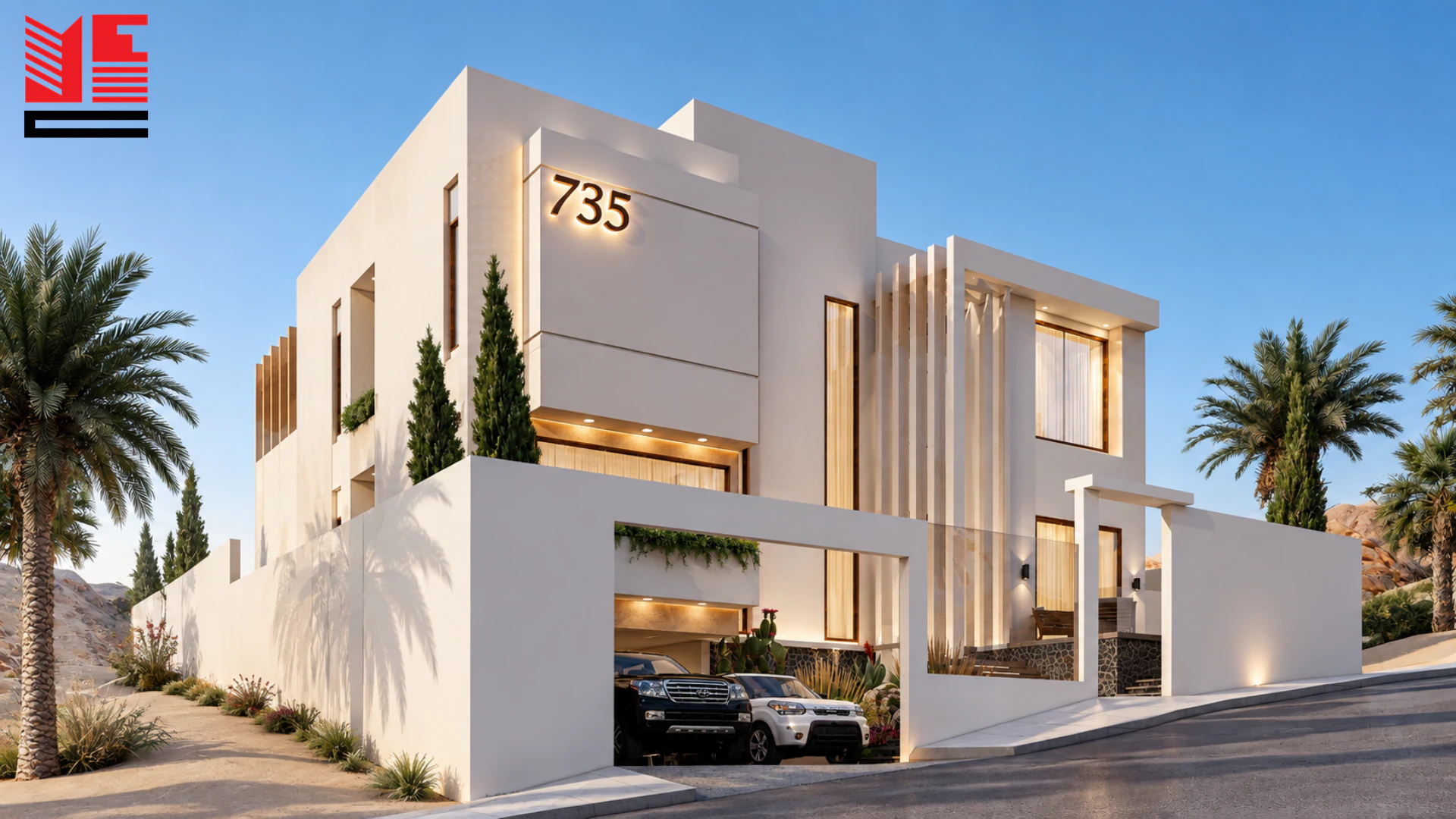 Modern Villa with a Deep Entrance Frame &mdash; project view 1