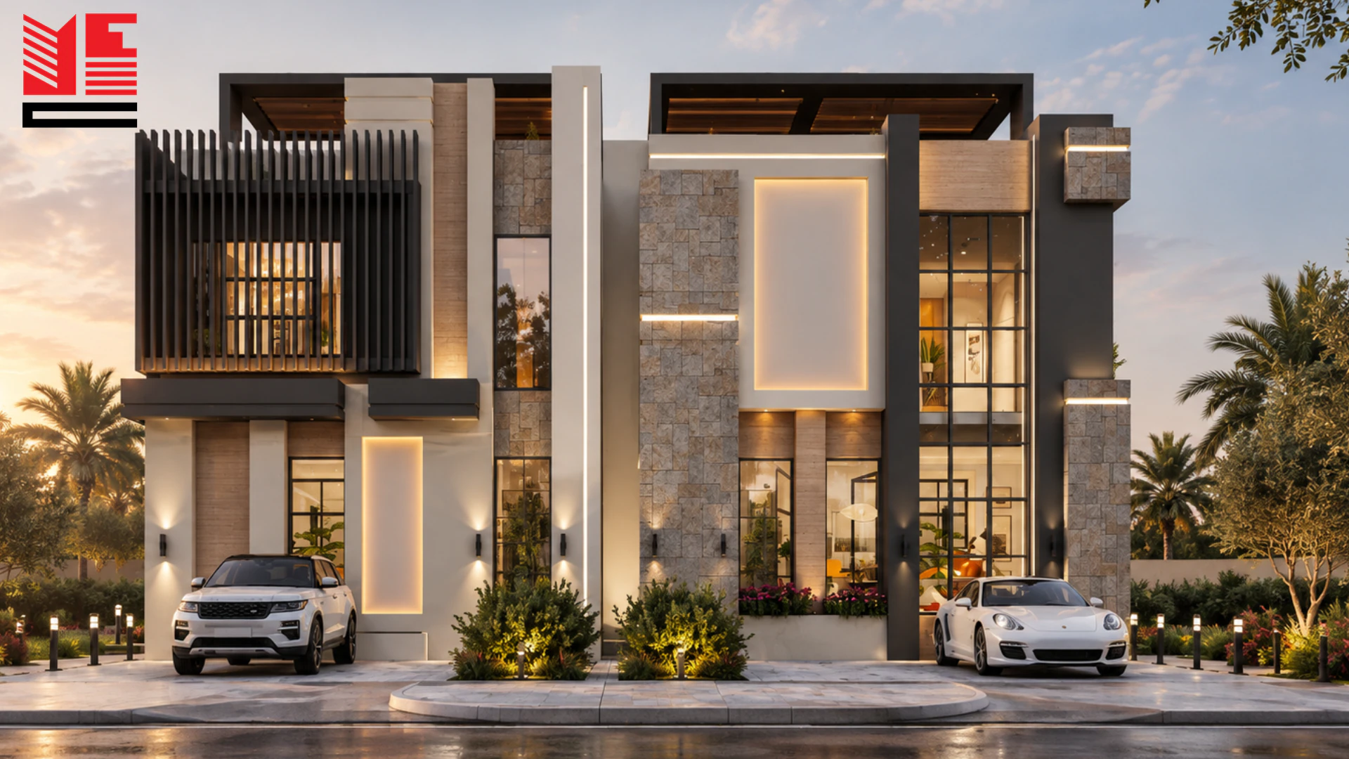 Modern Villa with a Screened Entrance &mdash; project view 1