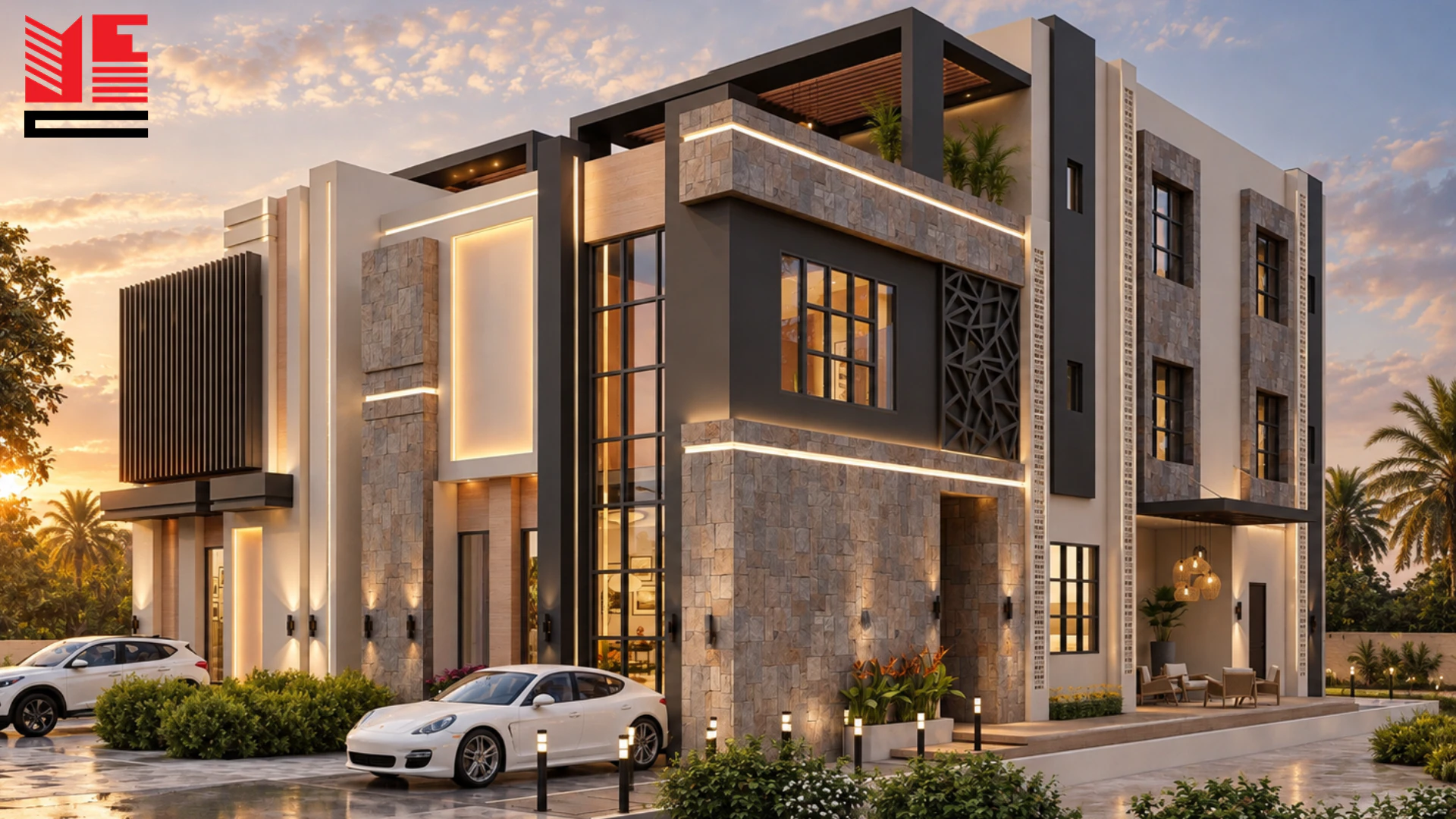 Modern Villa with a Screened Entrance — project view 3