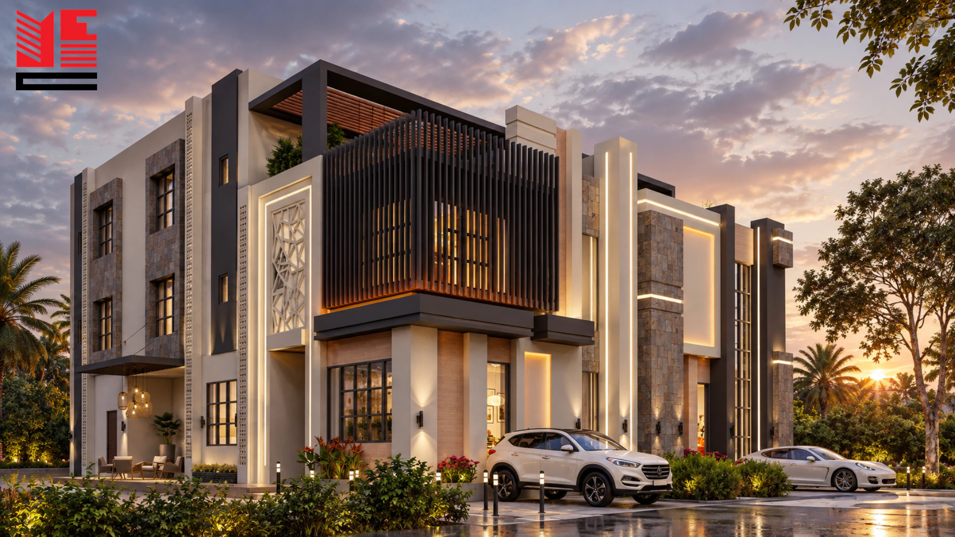 Modern Villa with a Screened Entrance — project view 2