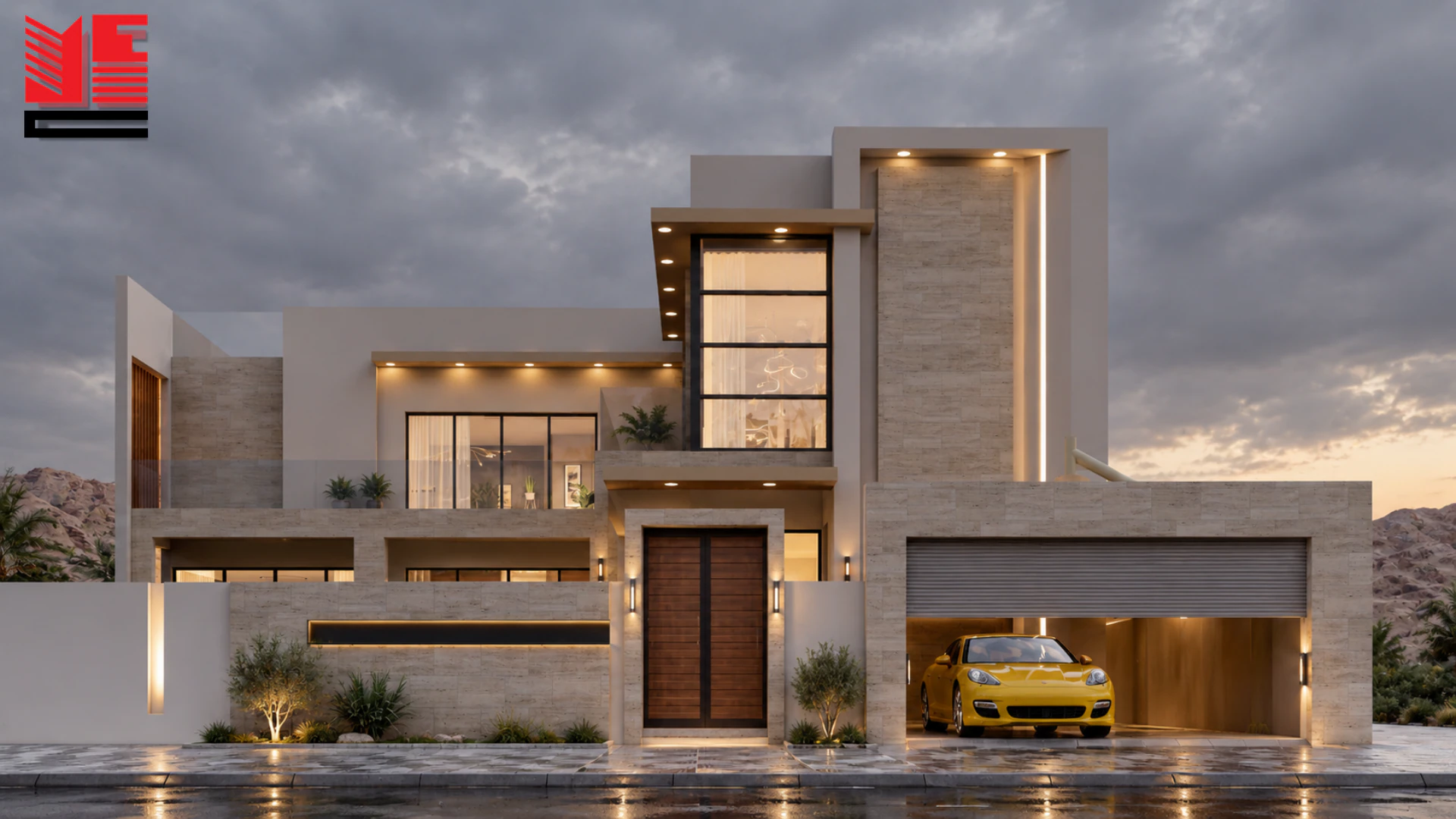 Modern Villa with a Tall Entrance Volume &mdash; project view 1