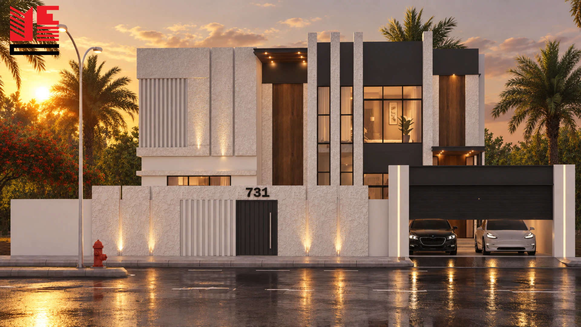 Modern Villa with a Vertical Entrance Screen — project view 2
