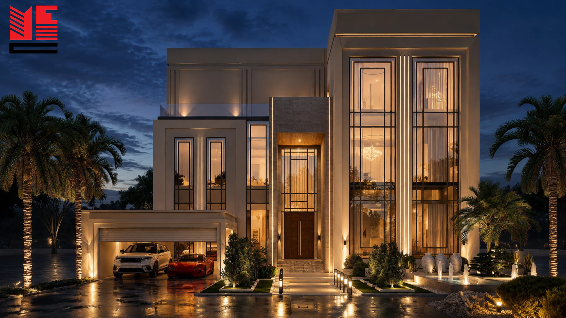 Modern Villa with an Illuminated Entrance &mdash; project view 1