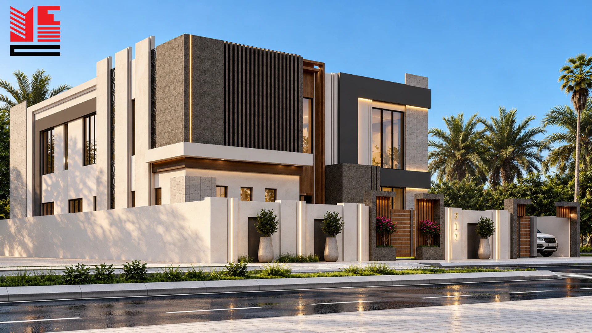 Modern Villa with Contrasting Facade Panels — project view 2