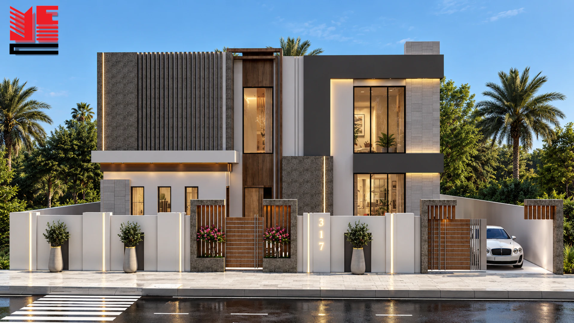 Modern Villa with Contrasting Facade Panels &mdash; project view 1