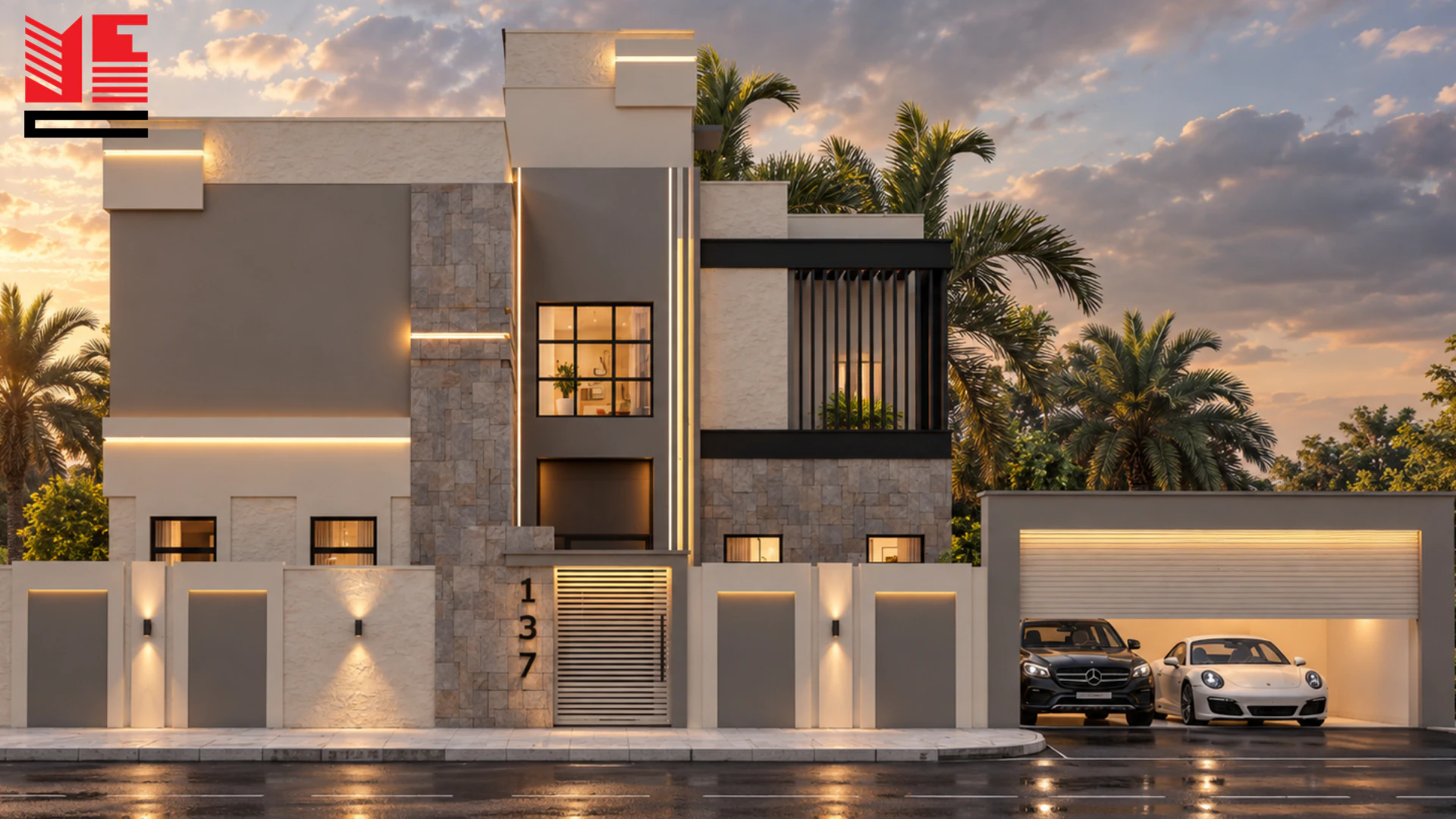 Modern Villa with Layered Facade Frames — project view 2