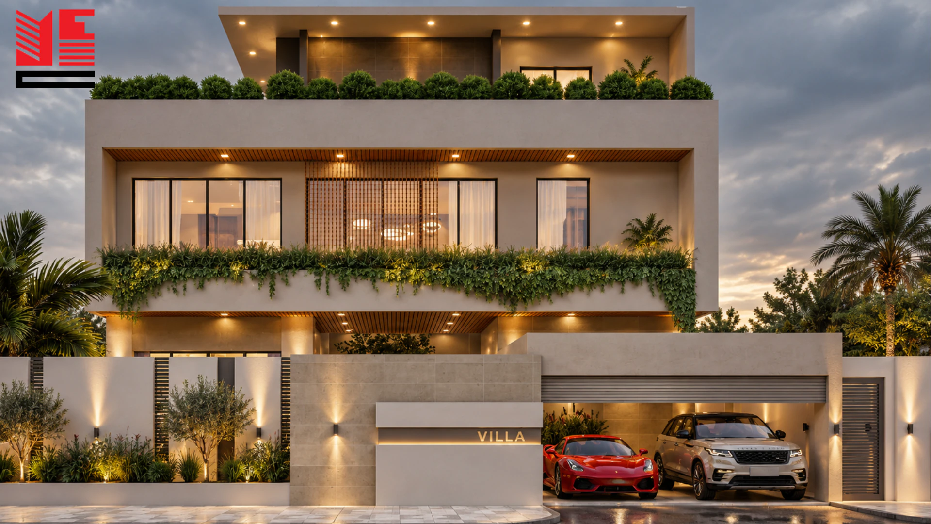 Modern Villa with Planted Balconies &mdash; project view 1