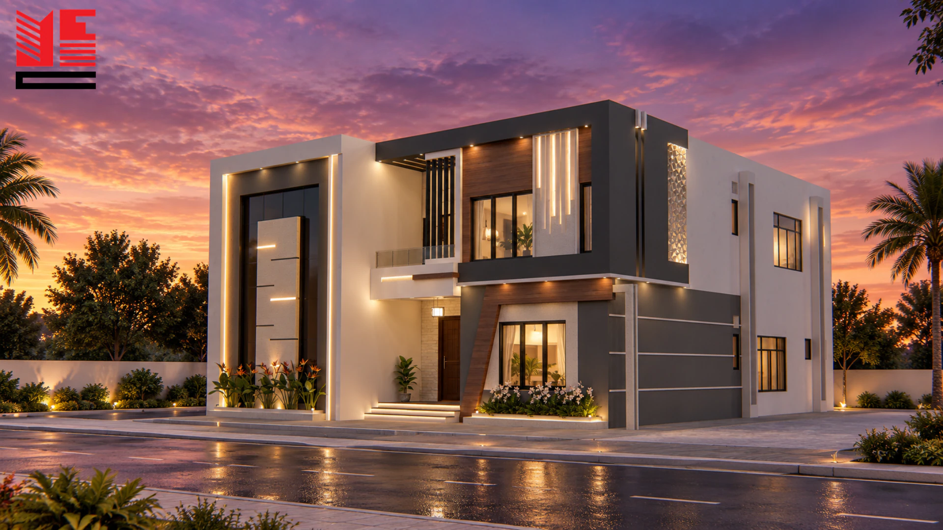 Modern Villa with Recessed Balconies &mdash; project view 1
