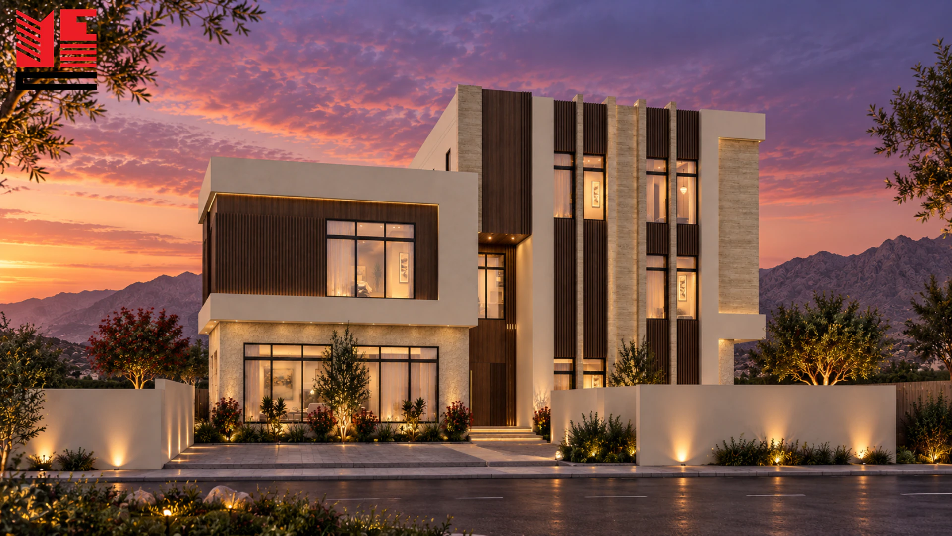 Modern Villa with Vertical Facade Details &mdash; project view 1