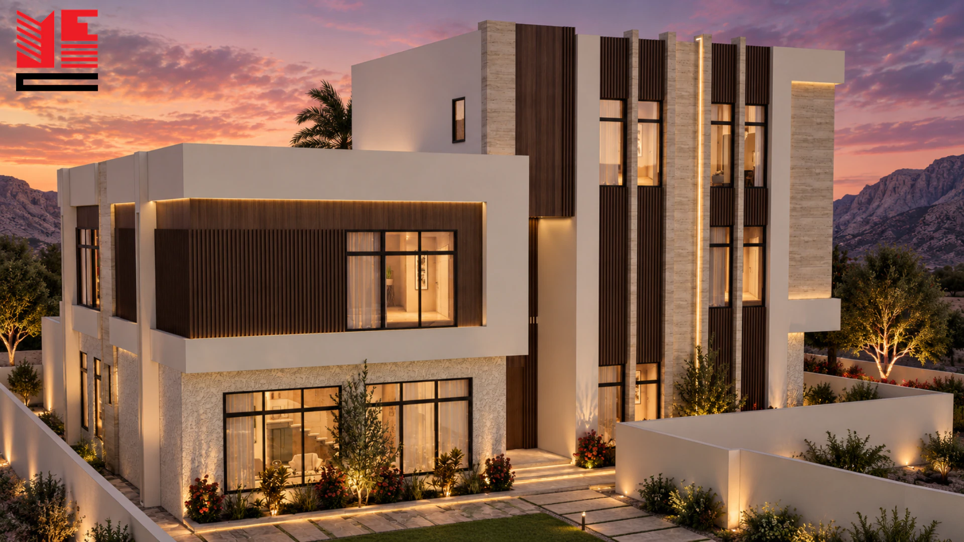 Modern Villa with Vertical Facade Details — project view 2